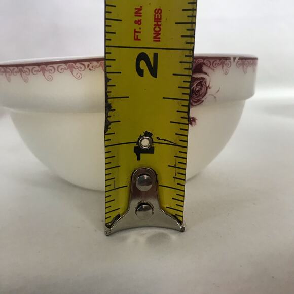 Krystallo Set of 2 Small White Milk Glass Bowls With Red Rose Accent Bands - Picture 6 of 6